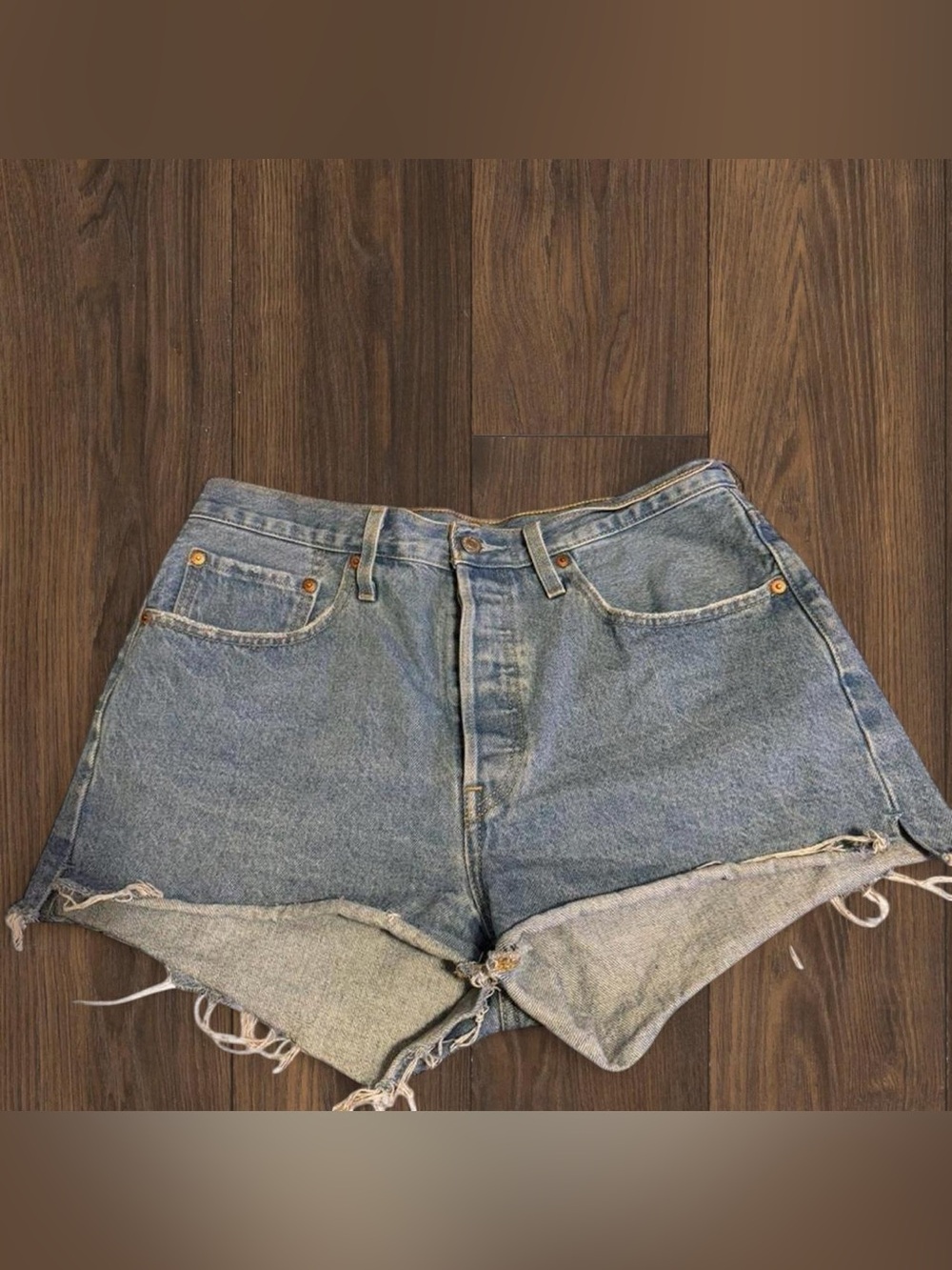 Classic High-Rise Denim Shorts in Blue